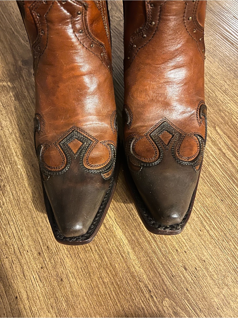 Corral Two-Tone Brown and Dark Brown Leather Cowboy Boots